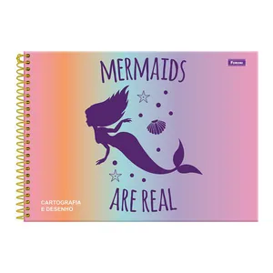 Caderno Cartografia Foroni Espiral Capa Dura Sereias 80 Folhas