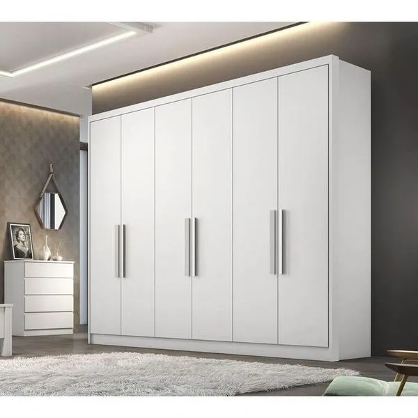 Guarda Roupa Casal 100% Mdf 6 Portas 8 Gavetas - Rizon -branco - Móveis Horizonte