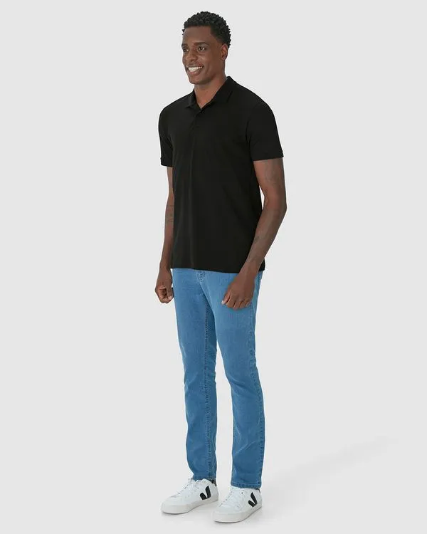 Camisa Polo Regular Masculina Em Piquet Stretch Preto - XGG