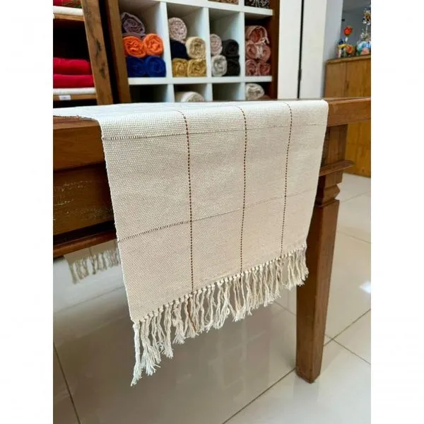 Caminho de Mesa Grid Algodão Tear Manual 40cm X 1,60m Caramelo Caminho de Mesa Grid Algodão 40cm X 1,60m Caramelo
