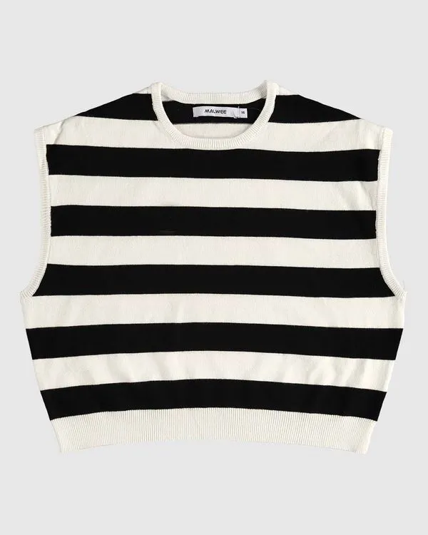 Blusa Cropped Menina Listrada Em Tricô Malwee Kids Preto - 12