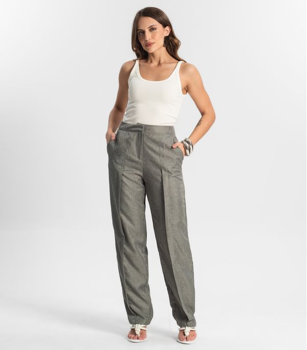Calça Feminina Reta Alfaiataria Style Box Cinza M