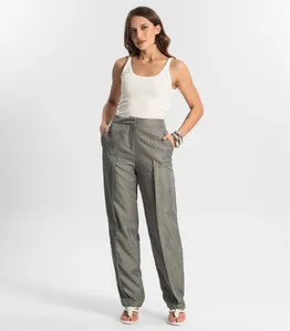 Calça Feminina Reta Alfaiataria Style Box Cinza G