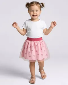 Saia Bebê Curta Tule com Glitter Rosa 1
