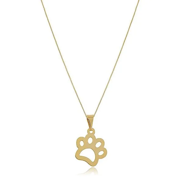 Colar Floratta Joias com Pata do Seu Pet Folheado em Ouro 18k F027 Banhado Níquel Free Hipoalergênico Feminino Colar Floratta Joias com Pata do Seu Pet Folheado em Ouro 18k F027 Hipoalergênico Níquel Free