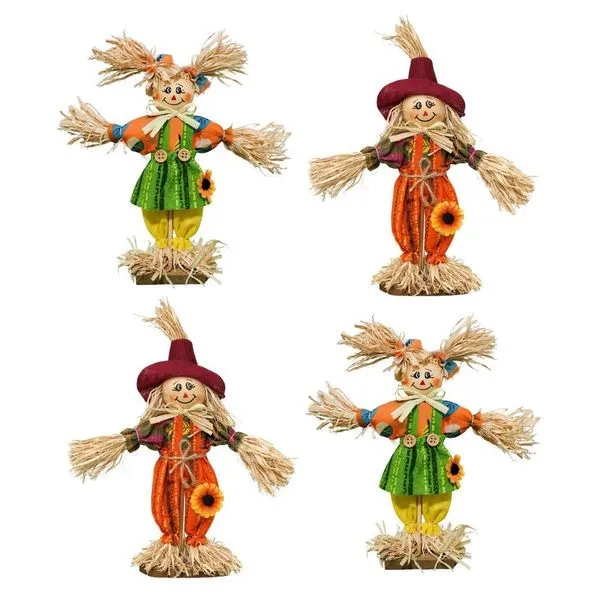 Kit 4 Espantalhos Casal Festa Junina Palha Madeira e Poliéster 25cm com Base Decoração de Mesa Extra Festas Kit 4 Espantalhos Casal Festa Junina 25cm com Base Decoração Extra Festas