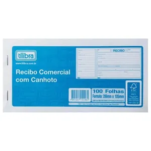 Bloco Recibo Comercial Com Canhoto 100 Folhas