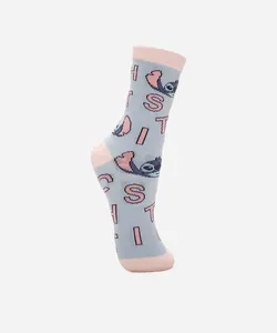 meia feminina cano longo stitch azul 34-39