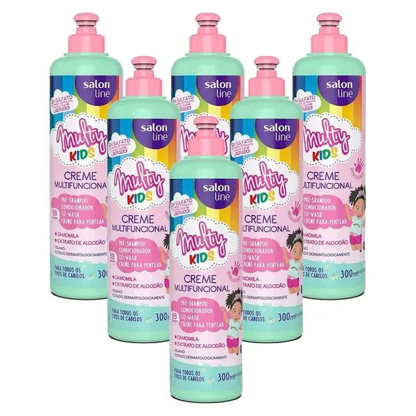 Kit 6 Cremes Multifuncional Salon Line Multy Kids 300ml