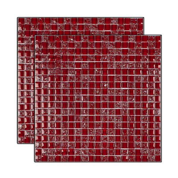 Pastilha de vidro Galliano placa 31x31cm vermelho Glass Mosaic