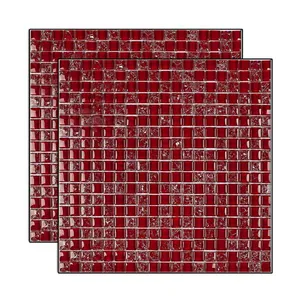Pastilha de vidro Galliano placa 31x31cm vermelho Glass Mosaic