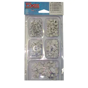 Kit de abraçadeiras para fios e cabo coaxial cinza Fixtil