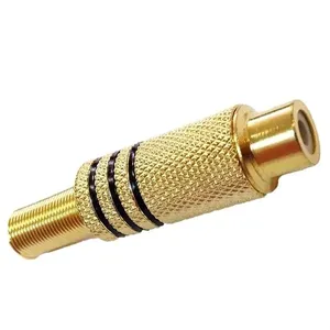 Plug Jack RCA Fêmea 6mm Dourado Preto