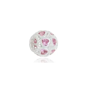 Berloque Espaçador Atraktiva Jóias Zirconias Rosas Prata 925 1 e 1cm X 0 e 9cm Prata Feminino Berloque Espaçador Atraktiva Jóias Zirconias Rosas Prata 925 1 e 1cm X 0 e 9cm