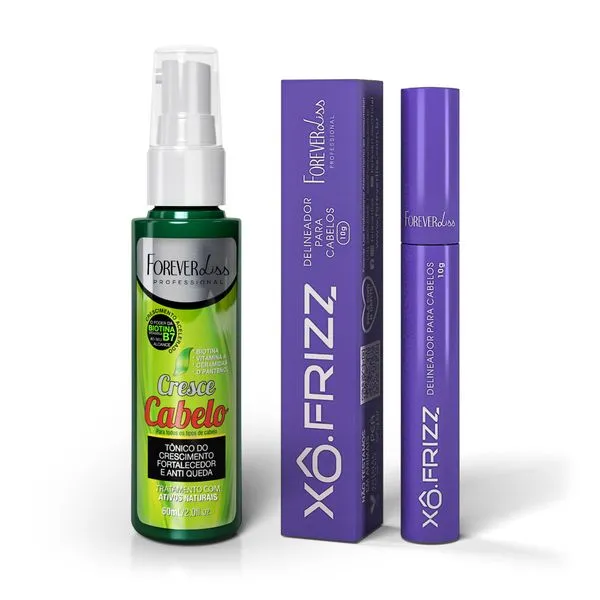 Kit Modelador de Fios Xô Frizz e Tônico Capilar Cresce Cabelo 60ml Forever Liss U
