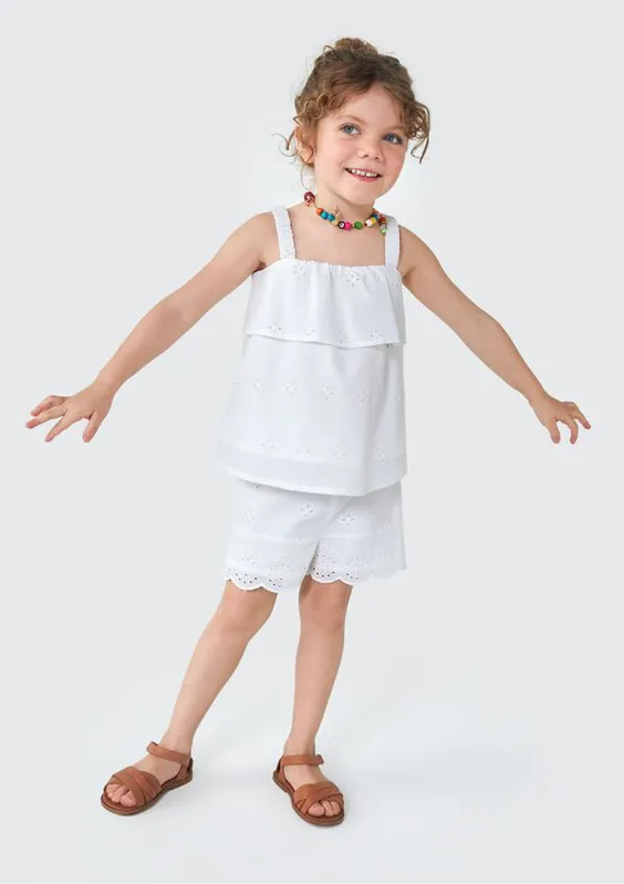 Shorts Infantil Menina Toddler - Branco 002