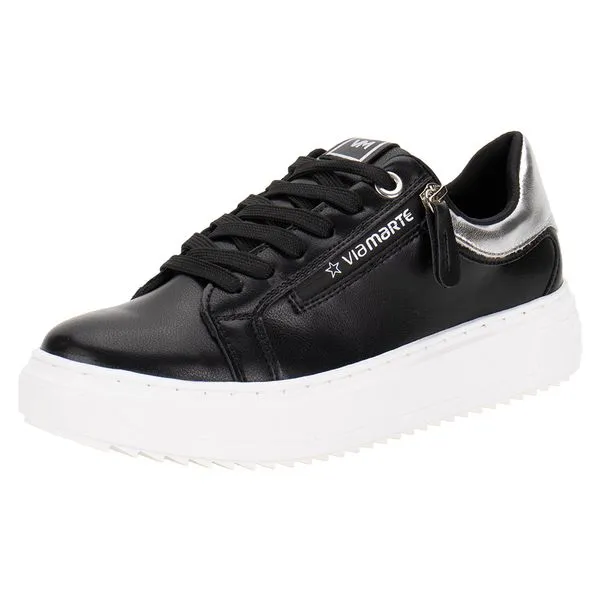 Tênis Feminino Casual Via Marte 206001 PRETO/PRATA 38