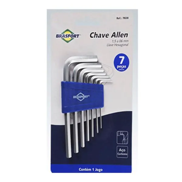 Chave Allen 1,5 a 6mm com 7 Peças 7828 - Brasfort