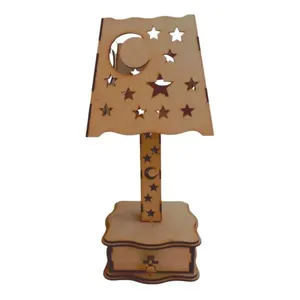 Abajur de Mesa Estrelado em MDF Corte à Laser com Bocal E-27 Marrom Lenobre Abajur de Mesa Estrelado em MDF Corte à Laser Marrom Lenobre
