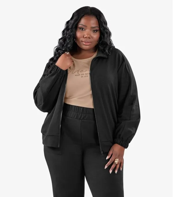 Jaqueta Feminina Plus Size Secret Glam Preto Plus G1