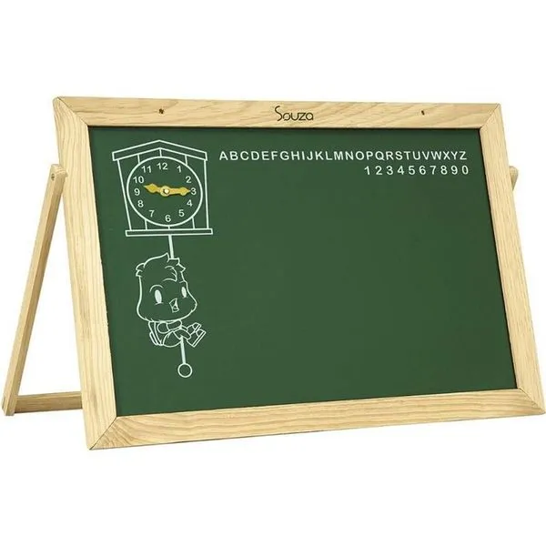Lousa Infantil Quadro com Alfabeto e Relógio 40x30cm em Pinus e Duratree Souza Office Lousa Infantil Quadro com Alfabeto e Relógio 40x30cm Souza Office