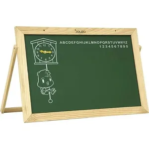 Lousa Infantil Quadro com Alfabeto e Relógio 40x30cm em Pinus e Duratree Souza Office Lousa Infantil Quadro com Alfabeto e Relógio 40x30cm Souza Office