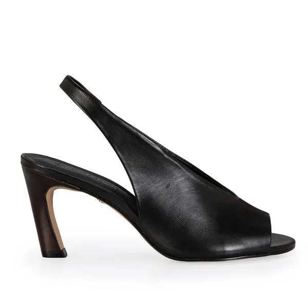 Sandália Salto Alto Slingback Couro Preta 35