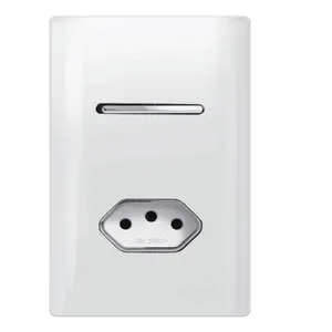 Interruptor Paralelo + Tomada Universal 2P+T 10A Cromado com Placa 4x2 Branco - DC-120020 - NOVARA
