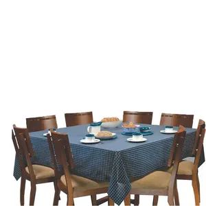 Toalha Mesa Colonial Grid 140x220cm Azul/Cru Estampa - Bordartes