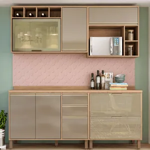 Cozinha Modulada 4 Peças 5 Portas 5 Gavetas Sem Tampo Yara Luciane Vanilla/Grafite