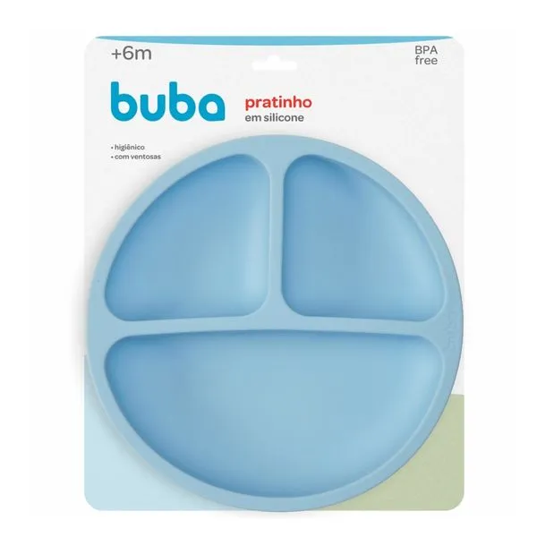 Pratinho em Silicone Buba Com Ventosas Azul 1 Unidade