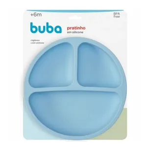 Pratinho em Silicone Buba Com Ventosas Azul 1 Unidade