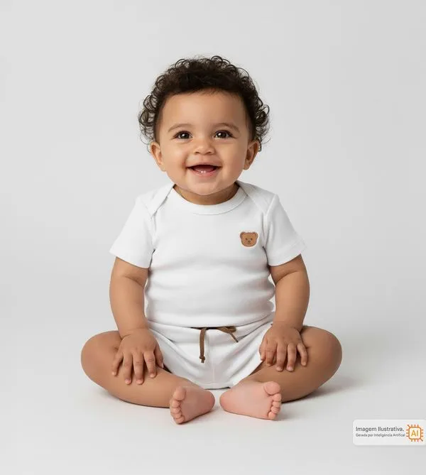 Conjunto Body/Shorts Suedine Comfy Branco Branco - P