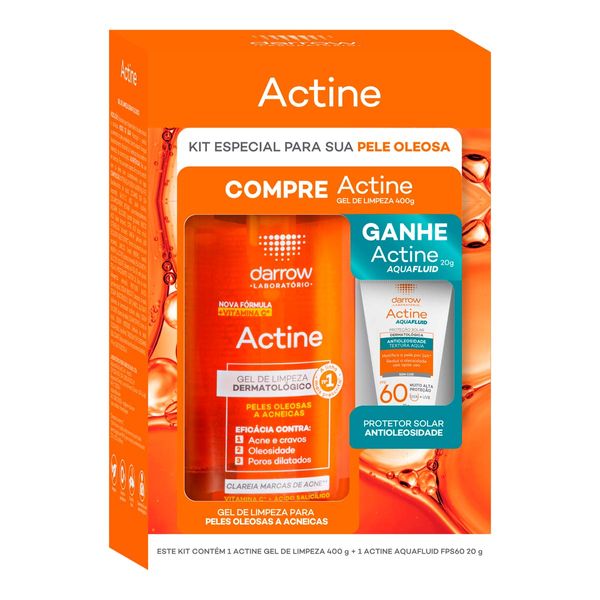 Kit Gel de Limpeza Darrow Actine 400g + Protetor Solar Aquafluid FPS60 20g
