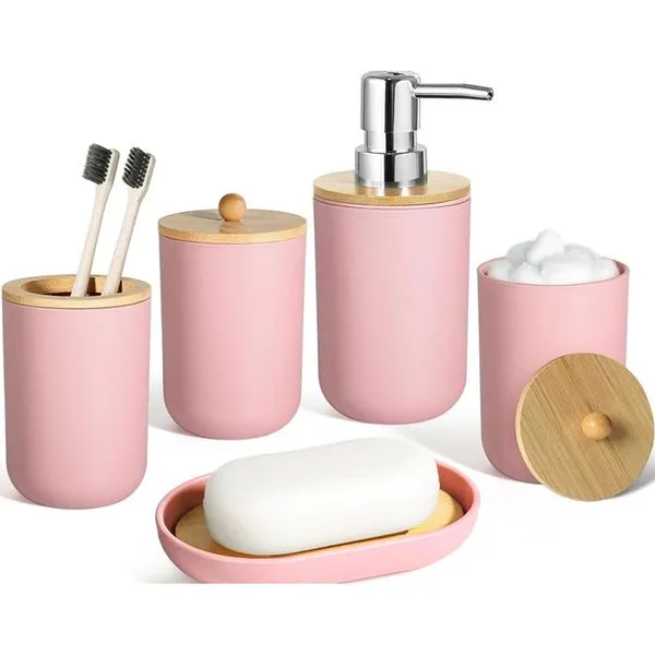 Conjunto para Banheiro 5 Peças Alpiriral de Cerâmica Rosa A-BI
