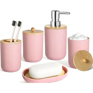 Conjunto para Banheiro 5 Peças Alpiriral de Cerâmica Rosa A-BI