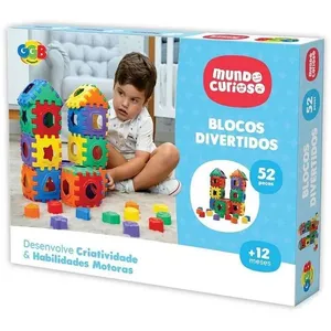Brinquedo Educativo Blocos Divertidos 52 Peças Encaixáveis Plástico Atóxico GGB Plast Brinquedo Educativo Blocos Divertidos 52 Peças Encaixáveis GGB Plast