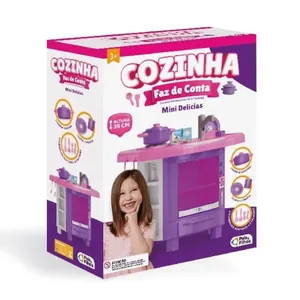 Cozinha Infantil Faz de Conta com Pia Funcional Rosa e Roxo 35cm Pais & Filhos Cozinha Infantil Faz de Conta com Pia Rosa e Roxo Pais & Filhos