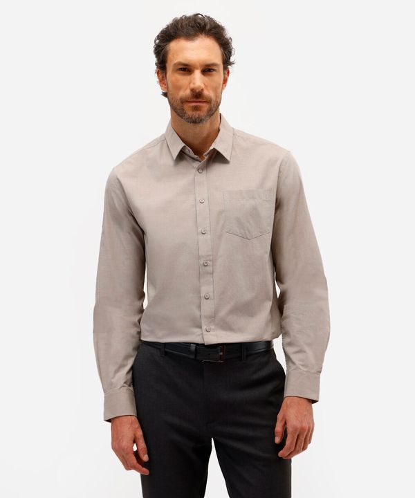 camisa comfort manga longa bege 2