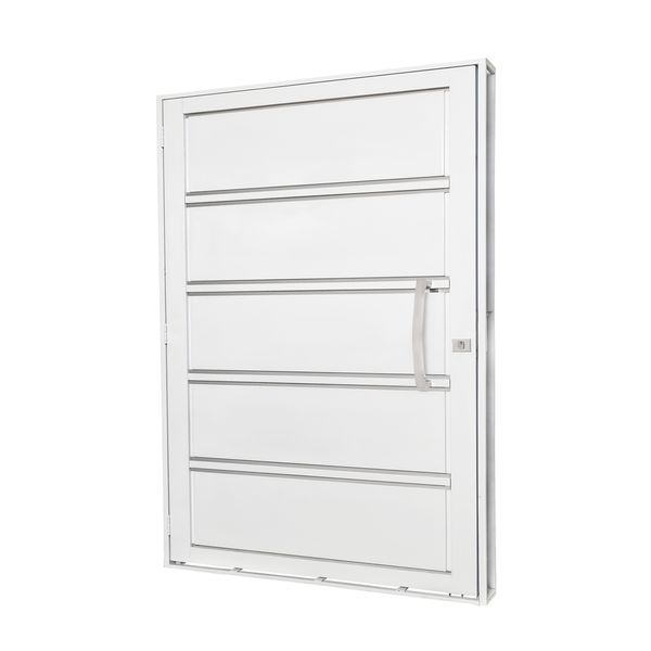 Porta Aço Postigo Elo Com Vidro Liso Esquerdo 83X215X12 Qualitysol Branco Ramassol