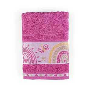Toalha de Banho Infantil Pitico 1,15m x 75cm 100% Algodão Macio - Rainbow Pink