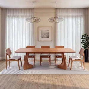 Kit Mesa de Jantar Paineira 240cm e 5 Cadeiras Jandaia CabeCasa MadeiraOriginals Bege/Amêndoa
