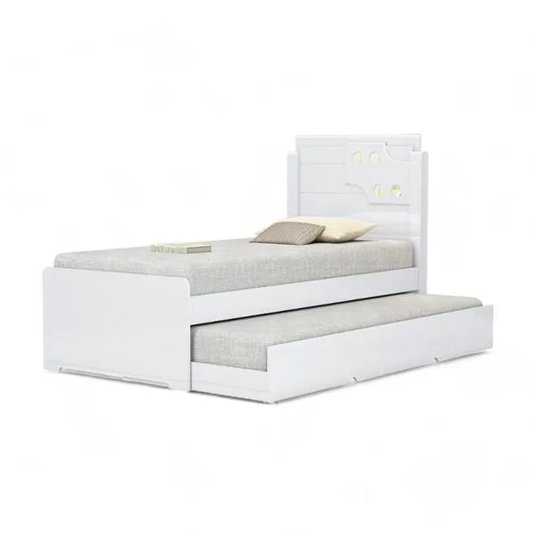 Cama Bibox Solteiro Com Aplique Luiza Branca