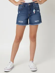 Short Jeans Juvenil Para Menina - AZUL 16