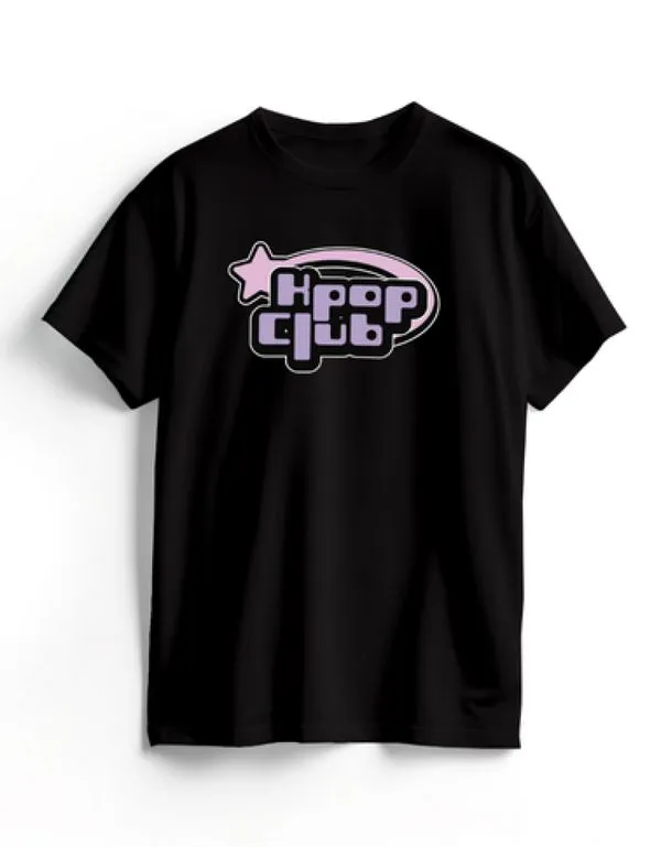 Camiseta Algodão Preta K-Pop Club 10 / Preto