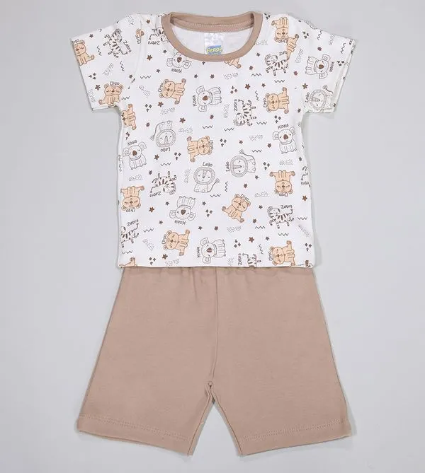 Conjunto Pijama Zoo Bege - 2667 Bege - 2