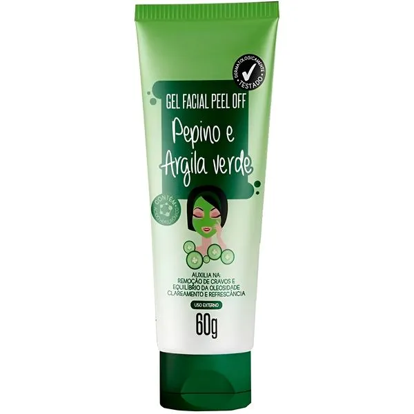 Gel Facial Peel Off com Argila Verde e Pepino