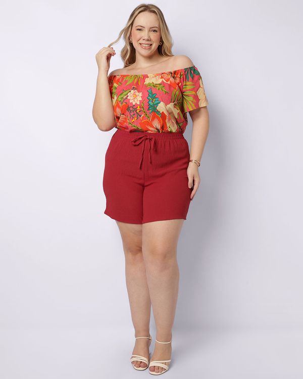 Short Plus Size Feminino Curto Vermelho G3
