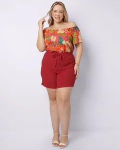 Short Plus Size Feminino Curto Vermelho G3