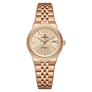 Relógio de Pulso Feminino Analógico Quartzo Pulseira em Aço Inox à Prova D'água Rosê Naviforce Relógio de Pulso Feminino Quartzo à Prova D'água Pulseira em Aço Inox Rosê Naviforce